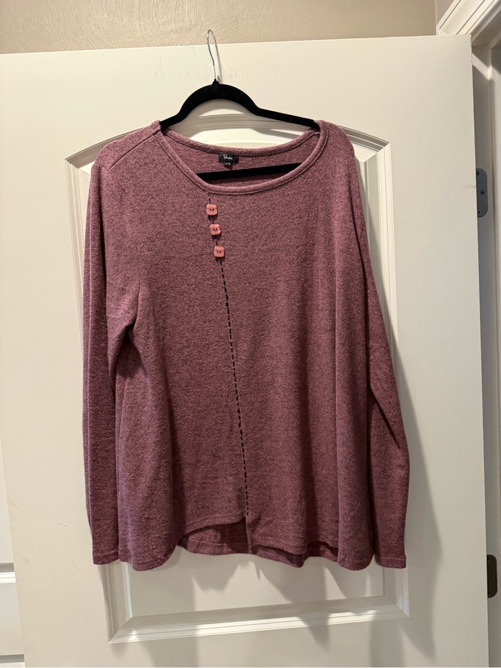 SHAN Dusty Rose Long Sleeve Button-Accent Top